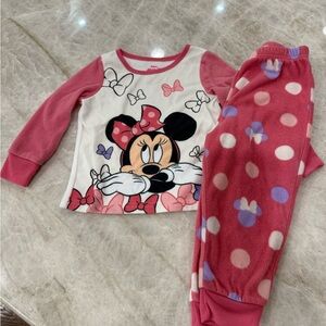 Girls Disney Pink Fleece Minnie Mouse Pajama Set 3T